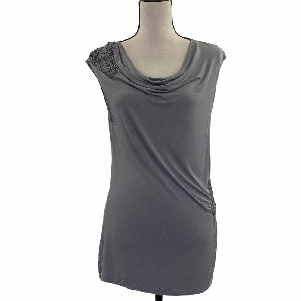 SAKS Fifth Avenue Gray Sleeveless Cowl Neck Top M